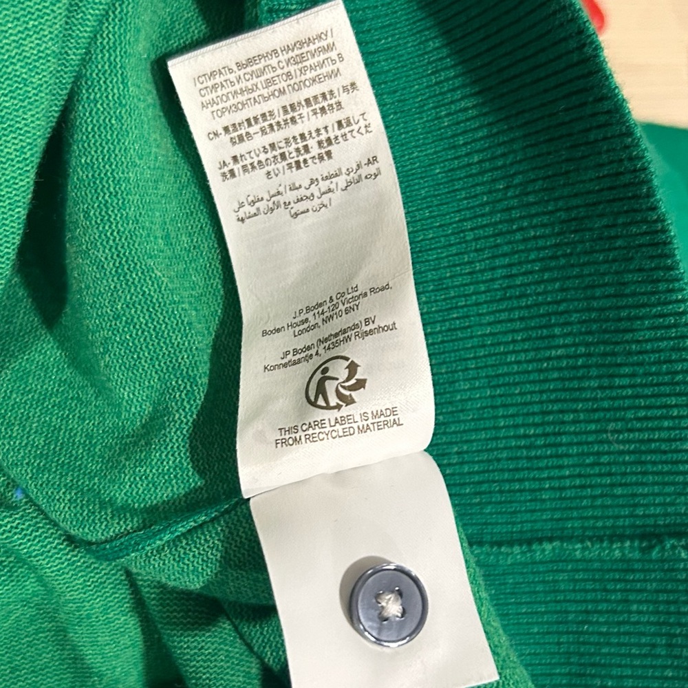 BODEN Kelly Green Puff Sleeve Round Neck Cardigan Sweater Cotton Preppy XS - Picture 6 of 6